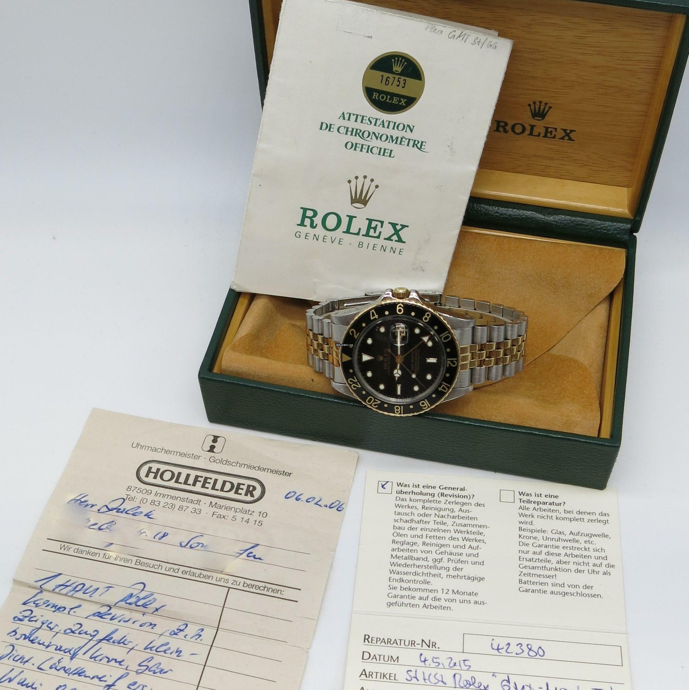 Thumbnail von Rolex GMT-Master ref.16753 - LC100 - B+P Fullset