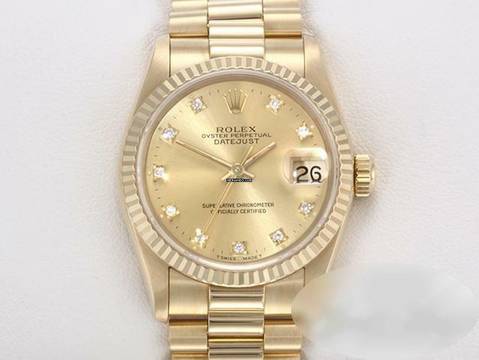  Rolex Datejust 31 31mm Gelbgold 750 Diamanten Automatik Gold Damen 