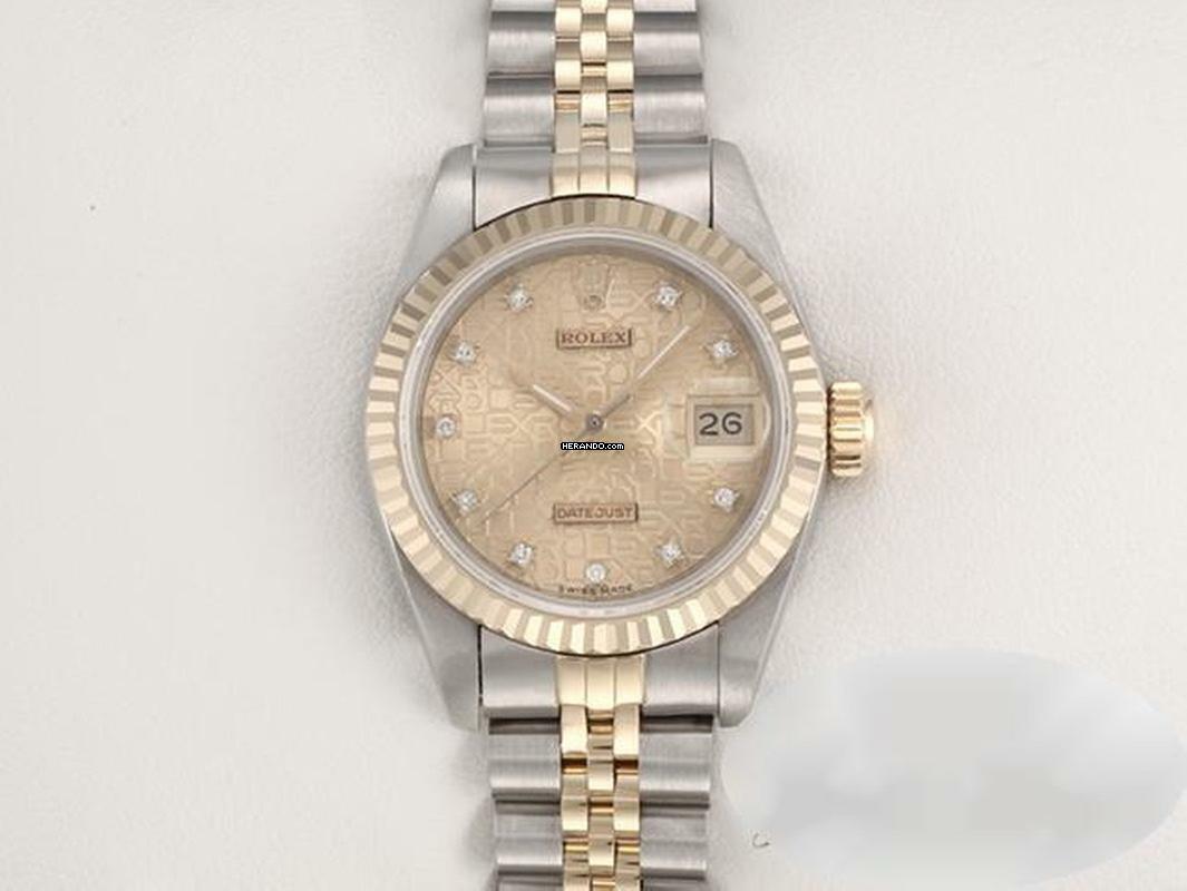 Rolex Lady-Datejust Edelstahl Gelbgold 750 Diamanten Automatik Gold Stahl Stainless Steel 18kt Yellow Gold Jubilé-band Chronometer Oyster