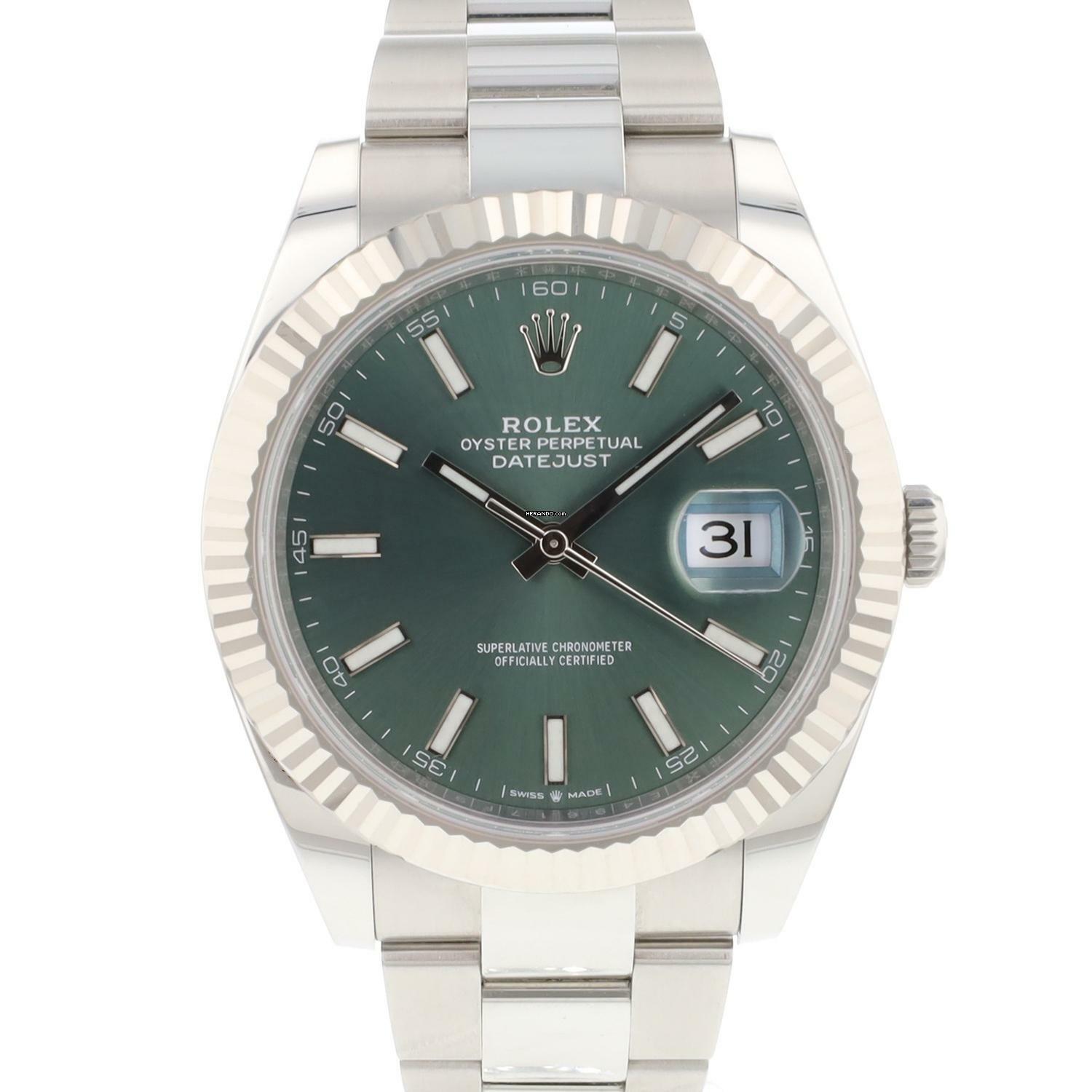 Rolex Datejust 41 Fluted Oyster Mint Green Dial NEW 2025