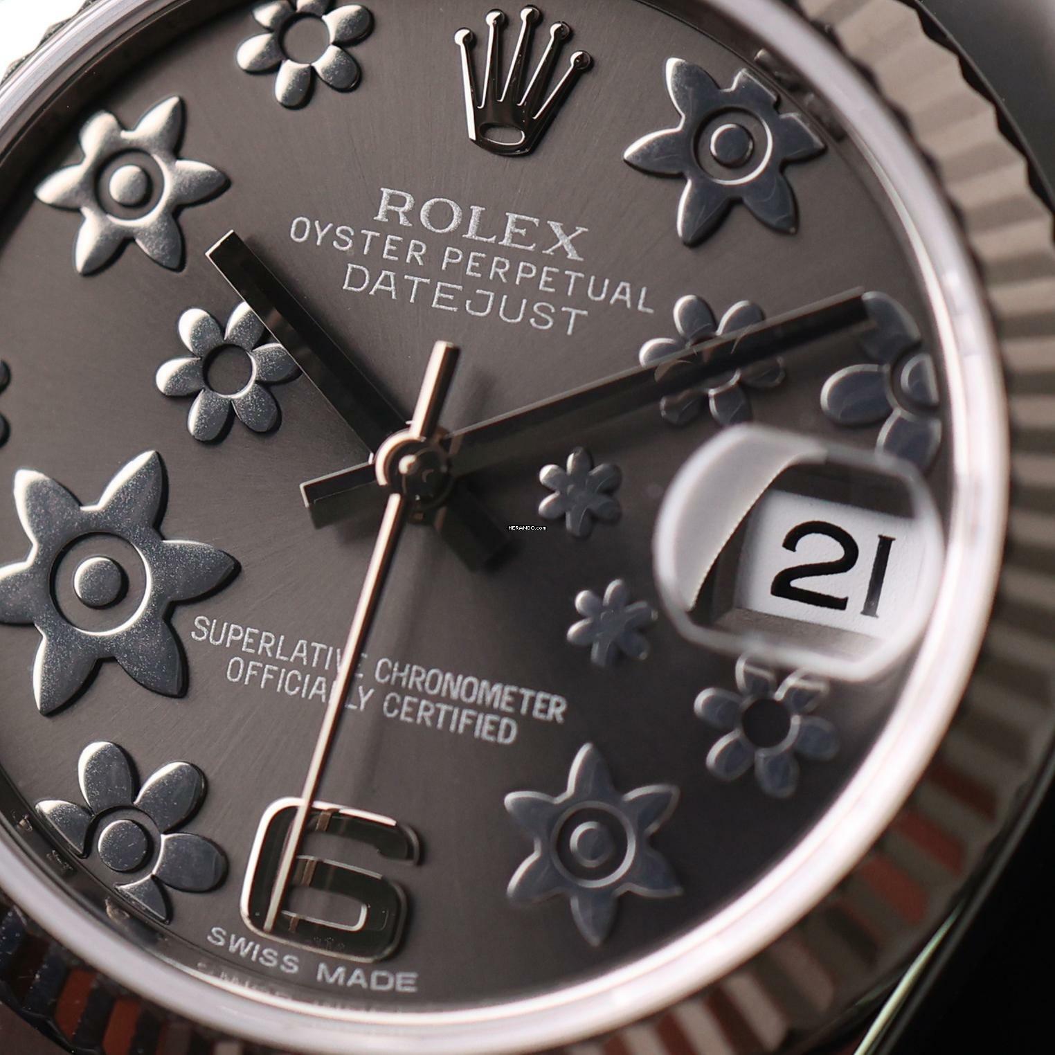 Thumbnail von Rolex Datejust 31 Midsize Oyster Fluted Grey Flower Dial Service '25