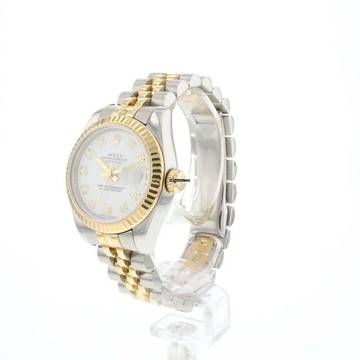  Rolex Lady-Datejust 26 Jubilee Fluted Steel Gold White Diamond Dial 
