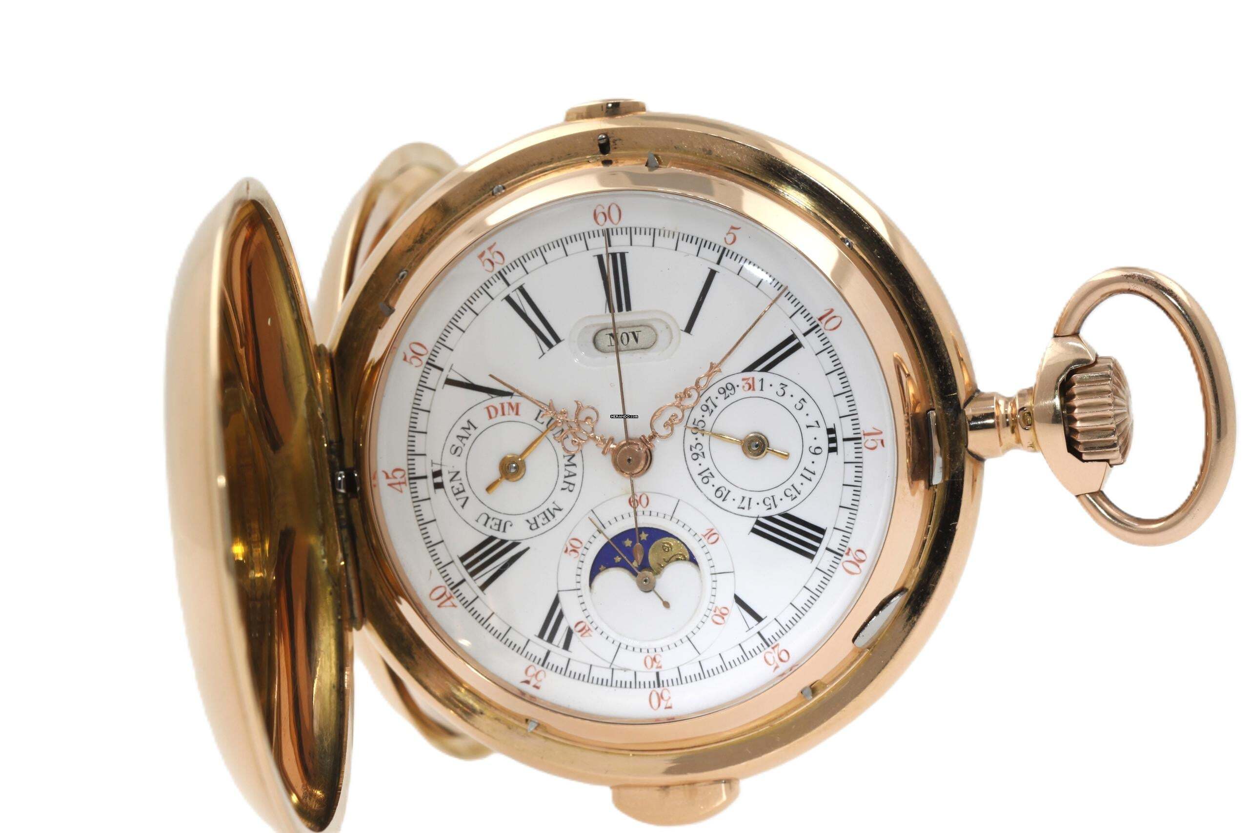 Les Fils de R. Picard Ultra Rare 3/4 Repeater Pocket Watch Moon Phase Full Calendar Chronograph