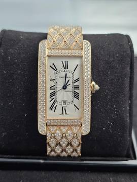  Cartier Tank Américaine HP100621 18k Roségold Factory Iced Out - NOS / New - Referenz HP10062 