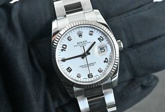 Thumbnail von Rolex Oyster Perpetual Date 115234 | white diamond dial | CC100 Full Set 2017