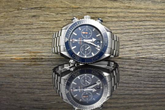  Omega Seamaster Planet Ocean Chronograph Co-Axial 45.5 Master Chronometer Blue Keramik B&P 2016 
