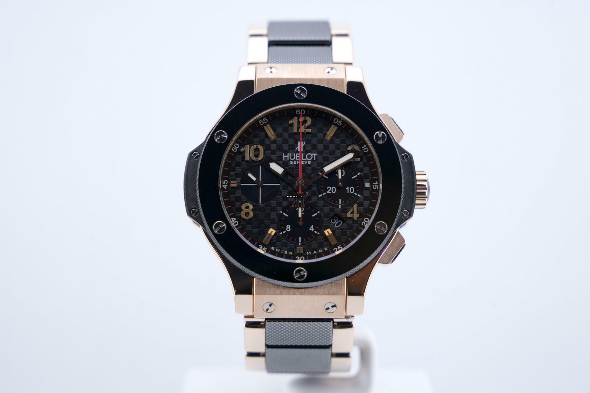  Hublot Big Bang 44 mm Rose Gold Ceramic Bezel Black Dial - With Additional Rose Gold Bracelet - With Box 301.PB.131.RX 