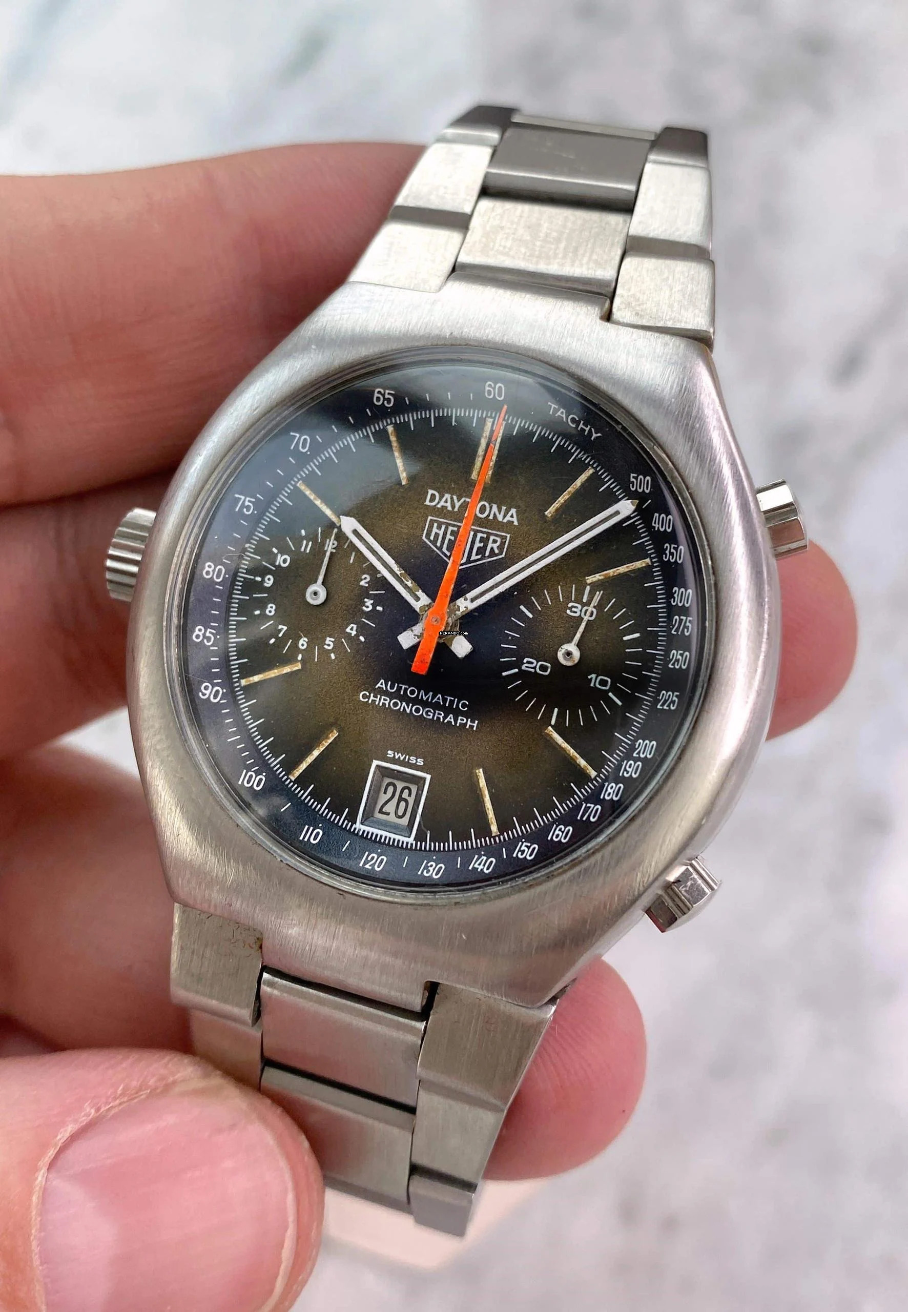 Heuer Serviced (620e) Daytona Vintage ref 110203 Chronograph 39mm Tropical Dial 110203
