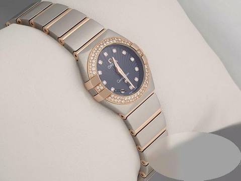  Omega Constellation Edelstahl Rosegold 750 Diamanten 123.24.24.60.53.001 Steel 18kt Rose Gold Blue Dial 
