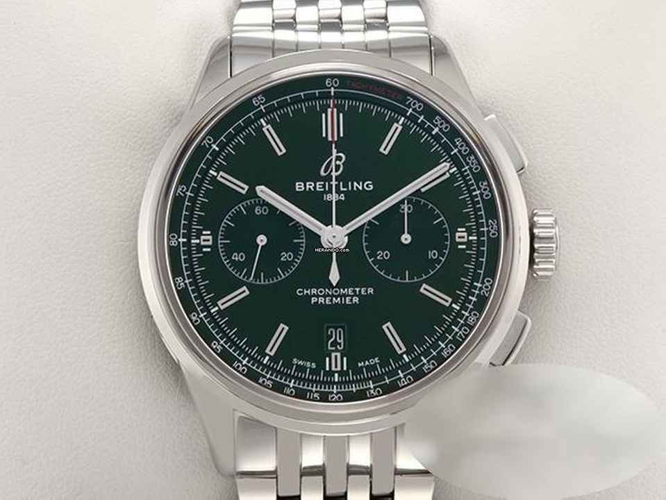  Breitling for Bentley Premier B01 Chronograph 42 British Racing Green Edelstahl Ab0118 2019 Automatik Stahl Steel Green Dial 