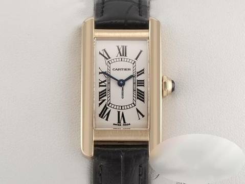  Cartier Tank Américaine Lady Tank Americaine Gelbgold 750 Lederband Damen 18kt Yellow Gold 