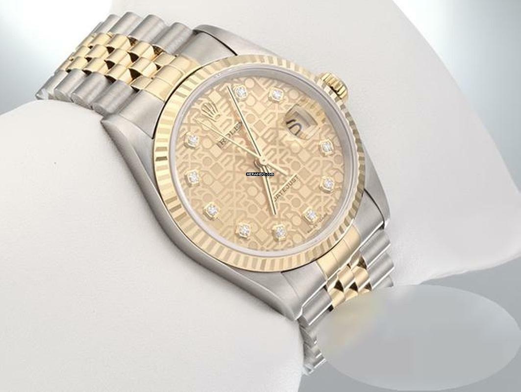 Rolex Datejust 36 36mm 16233 2004 Stahl Gelbgold 750 Diamanten Automatik Stainless Steel 18kt Yellow Gold Jubilé-band Chronometer Oyster