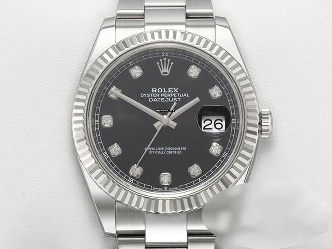 Rolex Datejust 41 126334 2023 Stahl Weißgold Diamanten Automatik Stahl Gold Stainless Steel 18kt White Gold Jubilé-band Chronomter Oyster Black Dial