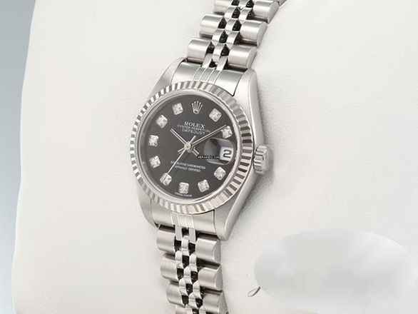  Rolex Lady-Datejust Stahl Weissgold 750 Diamanten 2002 Automatik Stainless Steel 18kt White Gold Damen Jubilé-band Chronometer Oyster Black Dial 