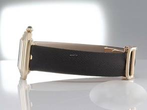 Thumbnail von Cartier Cristallor Paris 78095 Gelbgold 750 Stoffband Handaufzug Lady Damen 18kt Yellow Gold White Dial