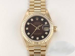 Thumbnail von Rolex Lady-Datejust Gelbgold 750 Diamanten Automatik 18kt Yellow Gold Damen President-band Chronometer Oyster Black Dial