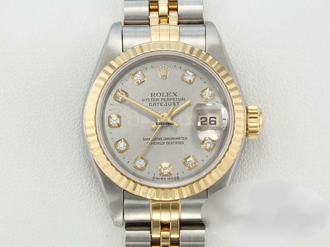 Rolex Lady-Datejust Edelstahl Gelbgold 750 Diamanten Automatik Gold Stahl Stainless Steel 18kt Yellow Gold Jubilé-band Chronometer Oyster