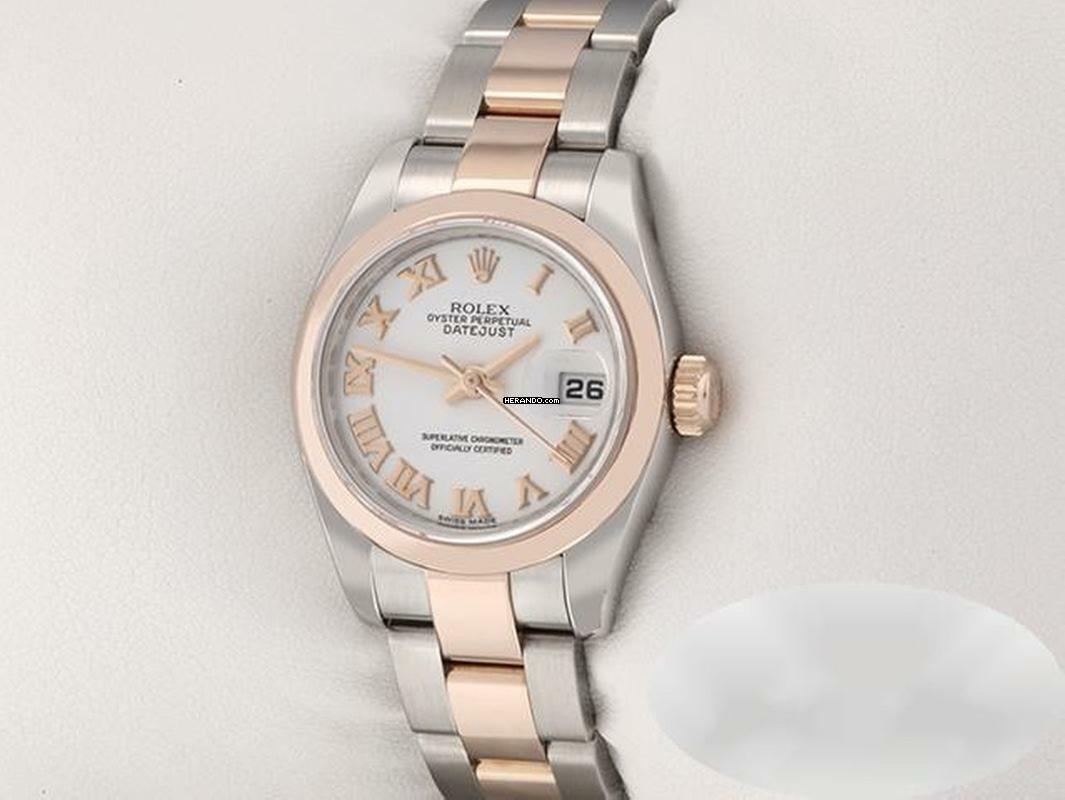 Rolex Lady-Datejust 26mm 179161 2010 Edelstahl Roségold 750 Automatik Stainless Steel 18kt Rose Gold Oyster-band Chronometer White Dial