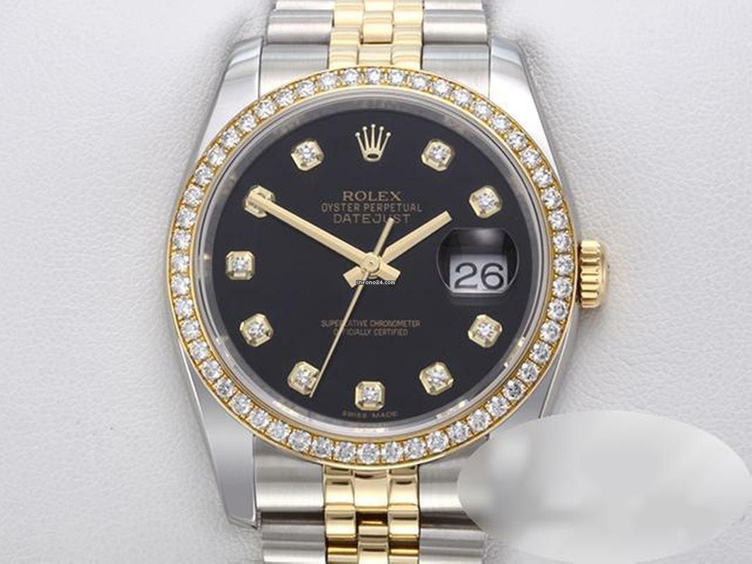Rolex Datejust 36 36mm 116243 2012 Stahl Gelbgold 750 Diamanten Automatik Gold