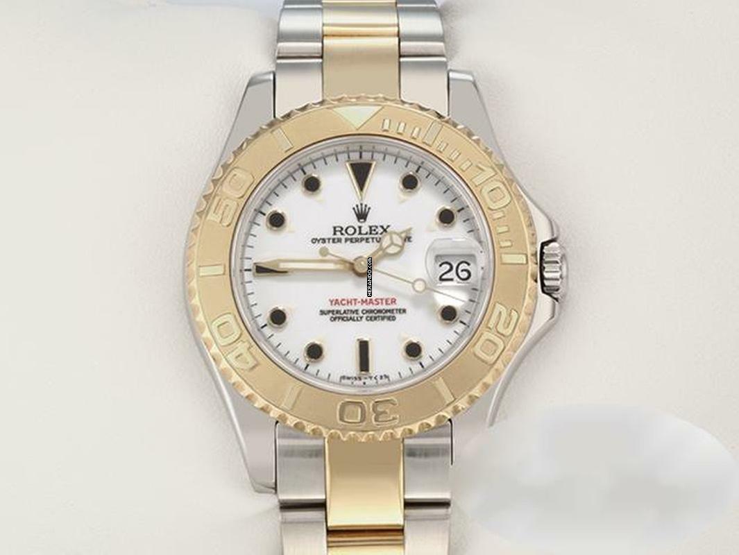  Rolex Yacht-Master 35mm Edelstahl Gelbgold 750 Automatik Stainless Steel 18kt Yellow Gold Chronometer Oyster-band White Dial 