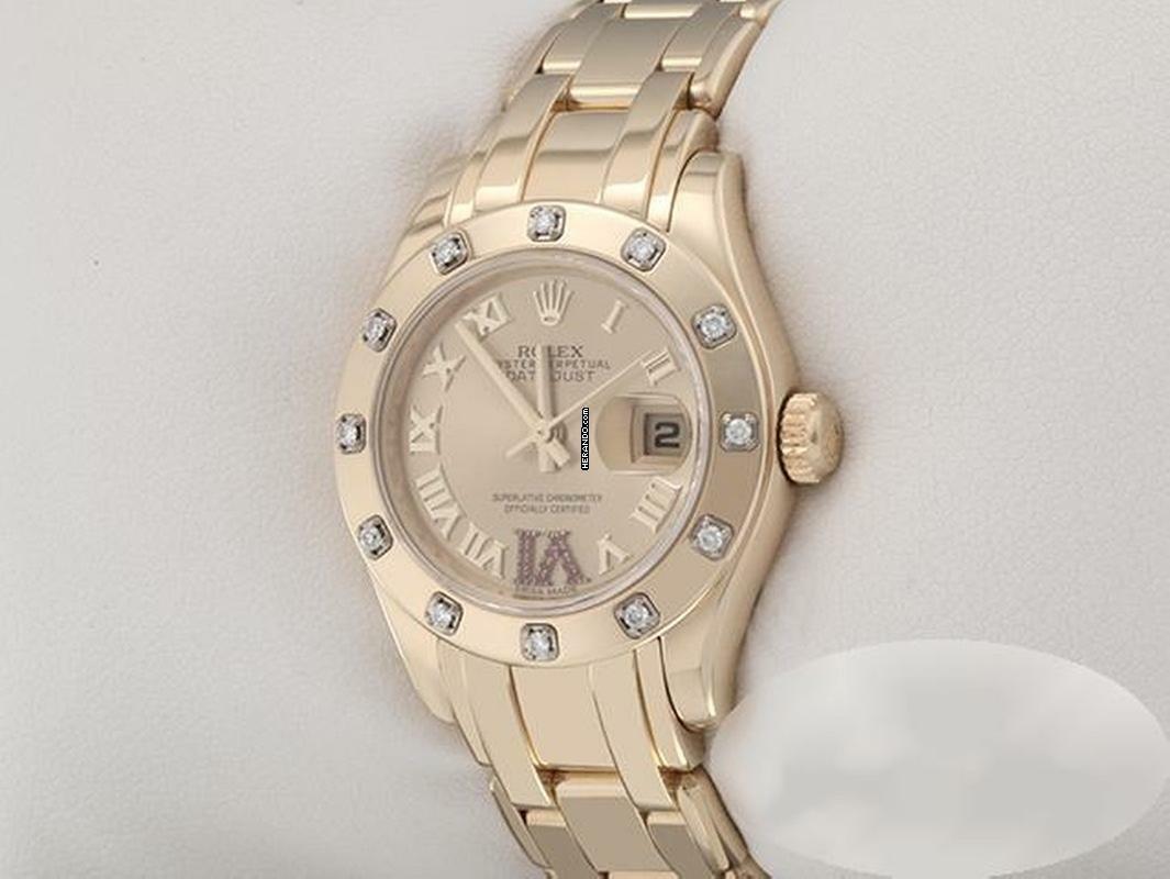 Rolex Pearlmaster 29mm 80318 Gelbgold 750 2015 Diamanten Rubine Automatik Lady