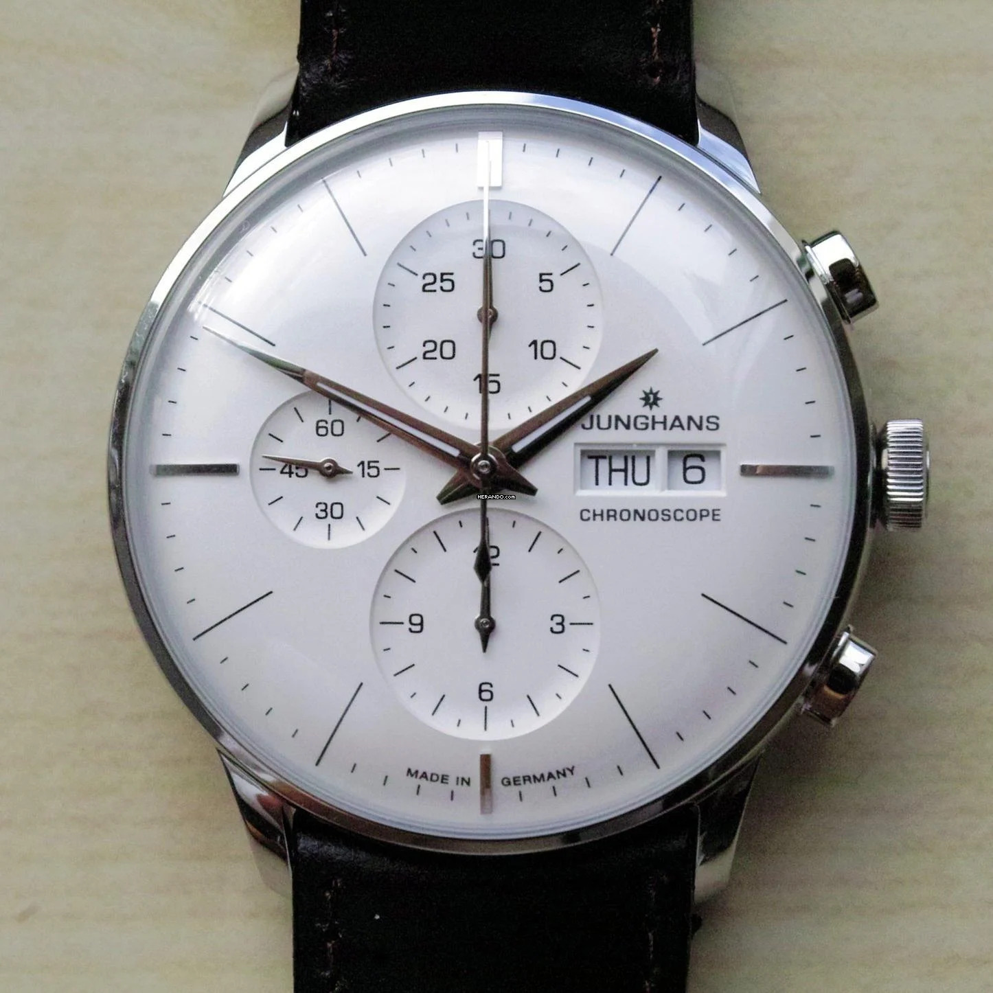  Junghans Meister Chronoscope silber English Date NEW FULL SET 