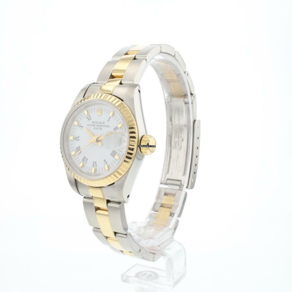 Rolex Lady-Date 26 Steel Gold Jubilee Fluted White Roman Dial