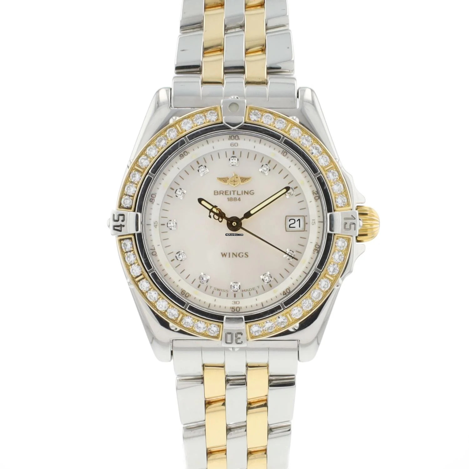  Breitling Wings Lady Steel Gold MoP Diamond Dial 