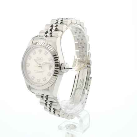  Rolex Lady-Datejust 26 Steel Jubilee Fluted Silver Diamond Dial 