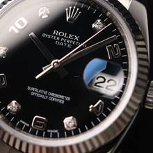 Thumbnail von Rolex Oyster Perpetual Date 34 Oyster Fluted Factory Diamond Arabic Black Dial
