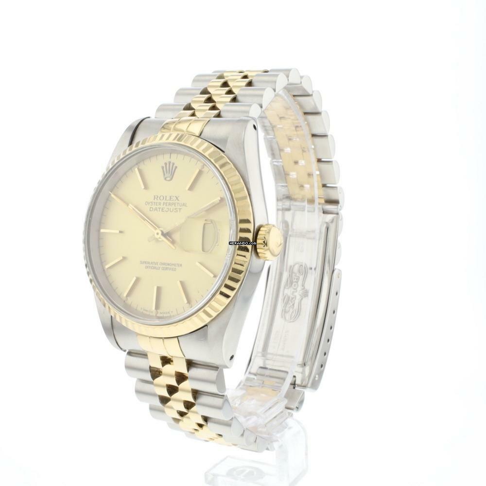  Rolex Datejust 36 Steel Gold Jubilee Fluted Champagne Dial 