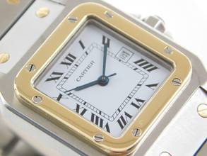 Thumbnail von Cartier Santos Herrenuhr XL Automatik Stahl Gold im Top Zustand Full Set volles Band Box Papiere komplett