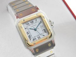 Thumbnail von Cartier Santos Herrenuhr XL Automatik Stahl Gold im Top Zustand Full Set volles Band Box Papiere komplett