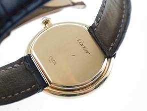 Thumbnail von Cartier Ellipse Jumbo 18 Karat Gelbgold mit original Krokoband und Faltschließe Top Zustand