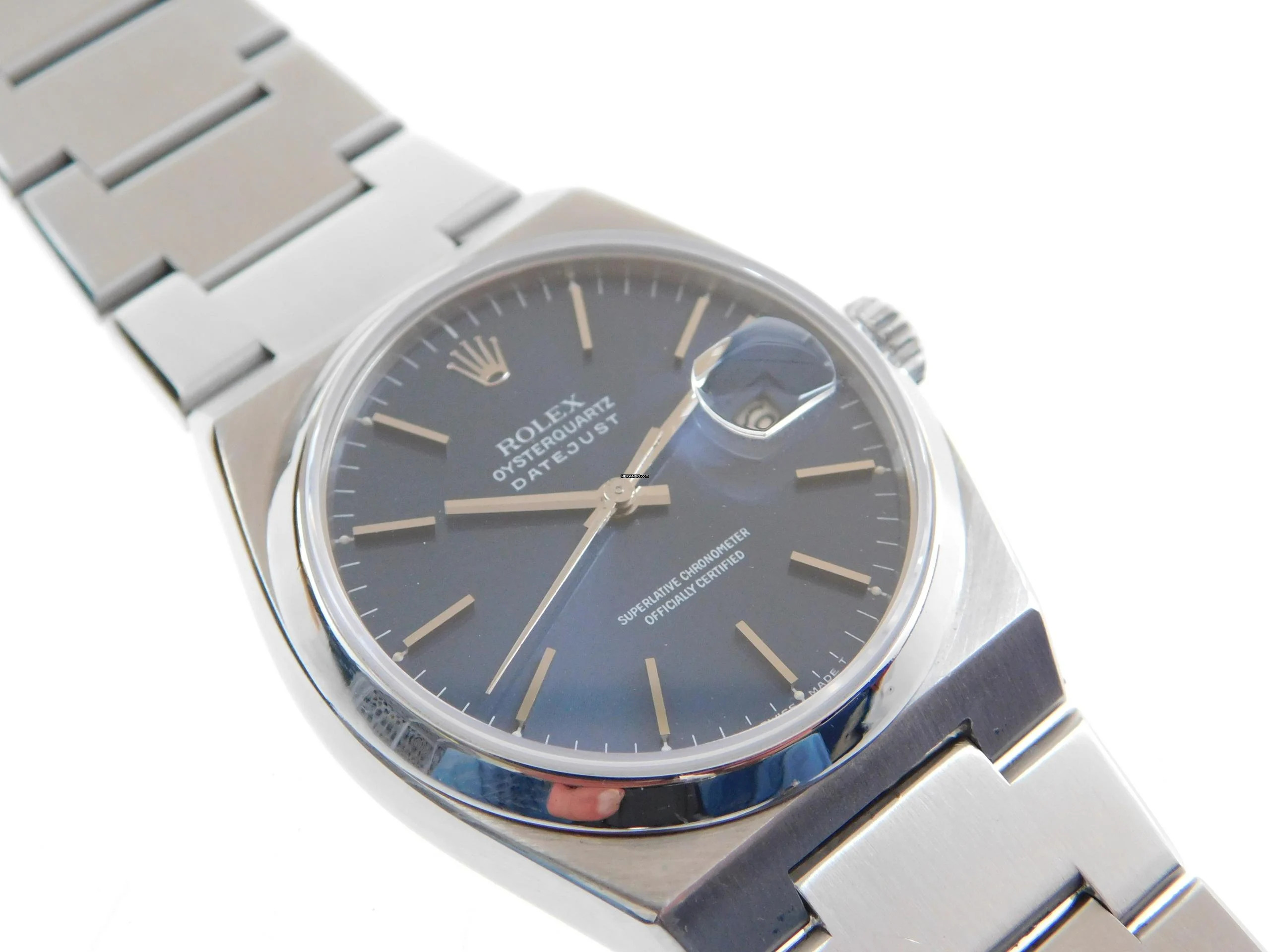 Rolex Datejust Oysterquartz Herrenuhr 36 mm im Original Zustand blaues Blatt Volles Top Band alle Glieder von 1988 L Serie