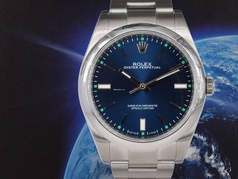  Rolex Oyster Perpetual 39 Blue Like New Ful Set 