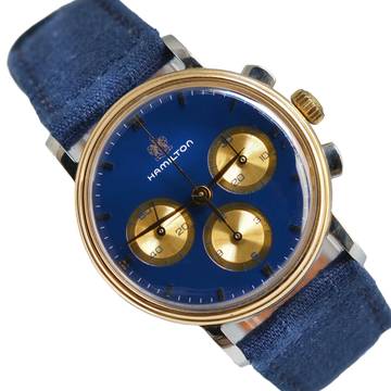  Hamilton Lancaster U.S.A chronograph 32MM Lemania 1873 blue dial 1970 