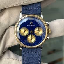 Thumbnail von Hamilton Lancaster U.S.A chronograph 32MM Lemania 1873 blue dial 1970