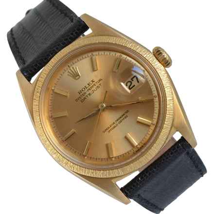  Rolex Datejust 36 1607 champagne dial bark finish bezel gold 18KT 1964 Full Set 