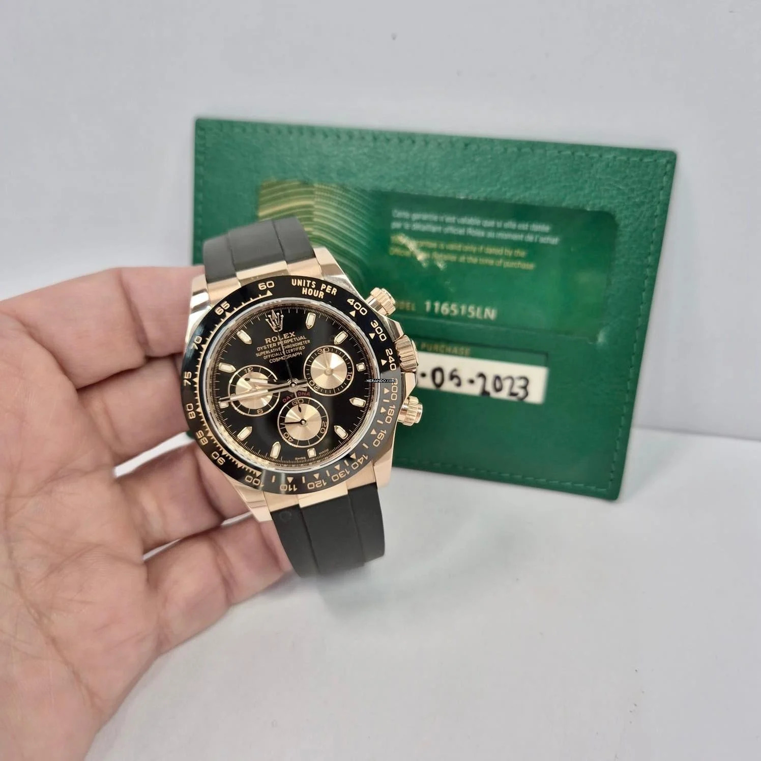  Rolex Daytona Ouro Rosé Oysterflex Black Dial 40mm Automático Completo 