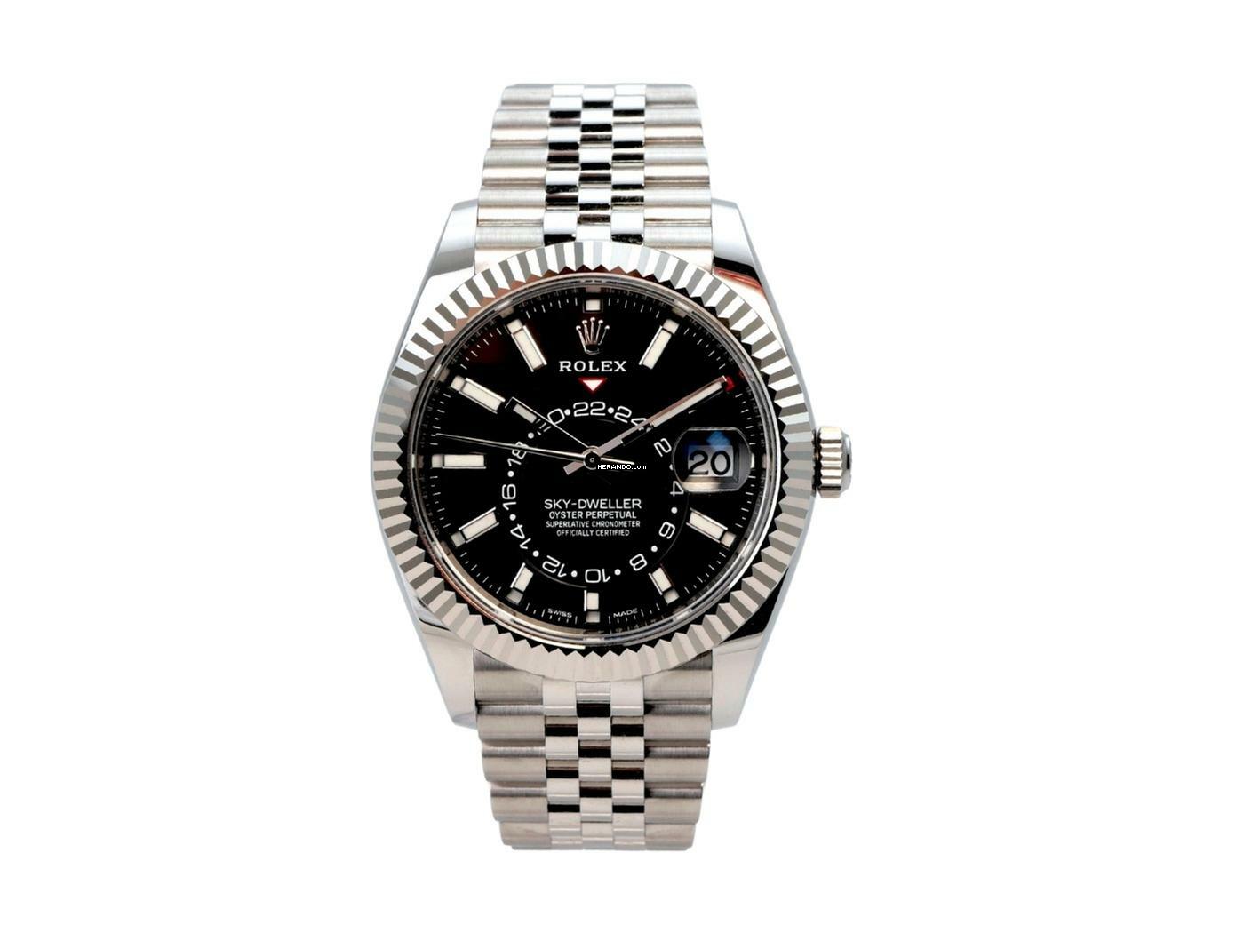  Rolex Sky-Dweller Edelstahl / Weißgold Ref. 326934 Schwarz Jubile-Band 