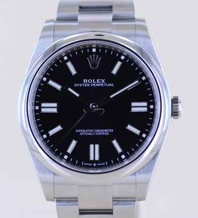  Rolex Oyster Perpetual 41 schwarz Dial Rehaut black 41mm 124300 B+P 