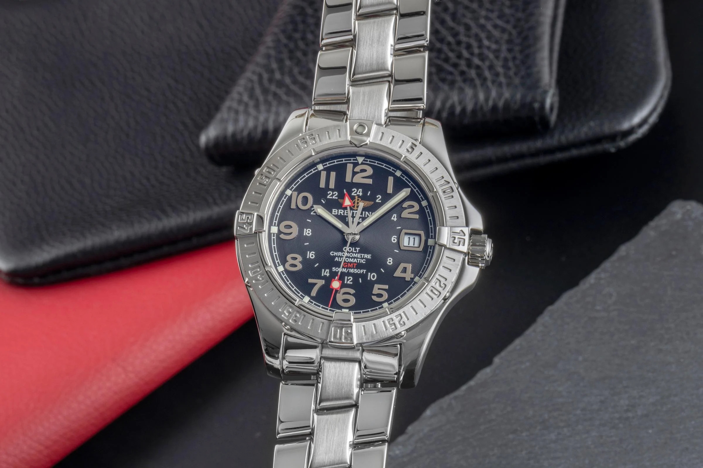 Breitling Colt GMT Black Dial Edelstahl Automatik Herren Ref A32350 Papiere 2010