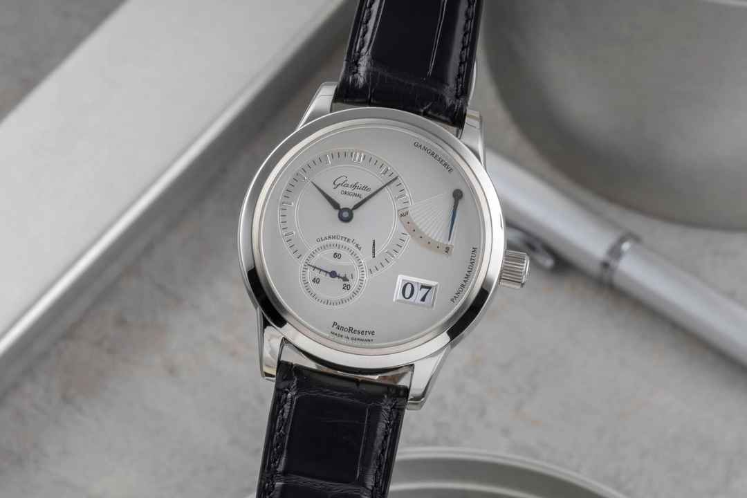  Glashütte Original PanoReserve Edelstahl Handaufzug Herrenuhr Ref. 65-01-02-02-04 B&P 