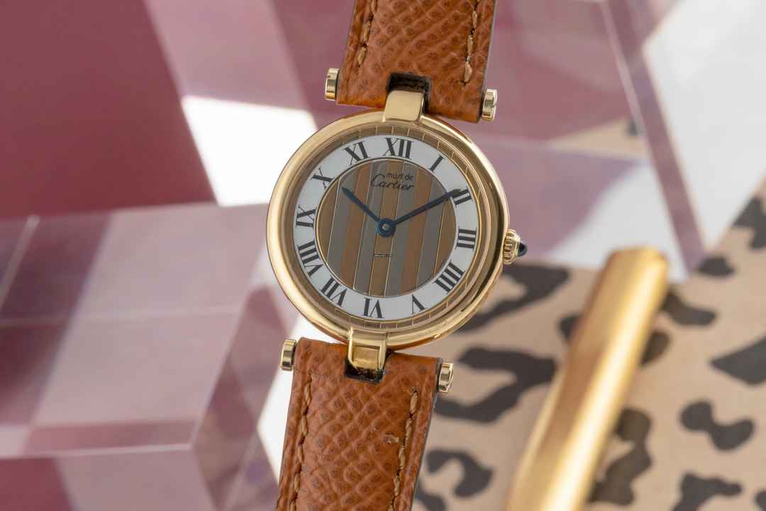  Cartier must Vendome Louis Cartier SM Vermeil Trinity Dial Damenuhr Ref 84978213 