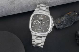 Thumbnail von Glashütte Original Seventies Chronograph Panoramadatum Stahl Automatik Herrenuhr Ref. 1-37-02-01-02-70