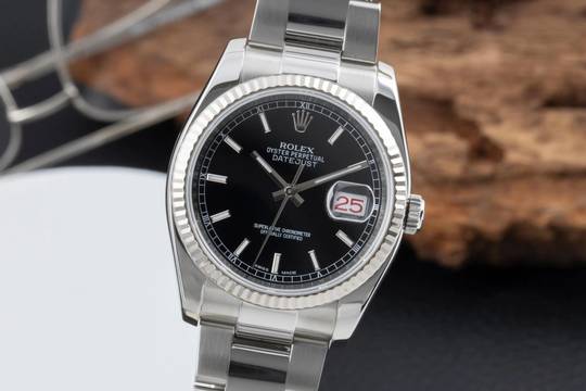  Rolex Datejust 36 Roulette Date Black Dial Stahl / Weissgold Oyster Ref. 116234 