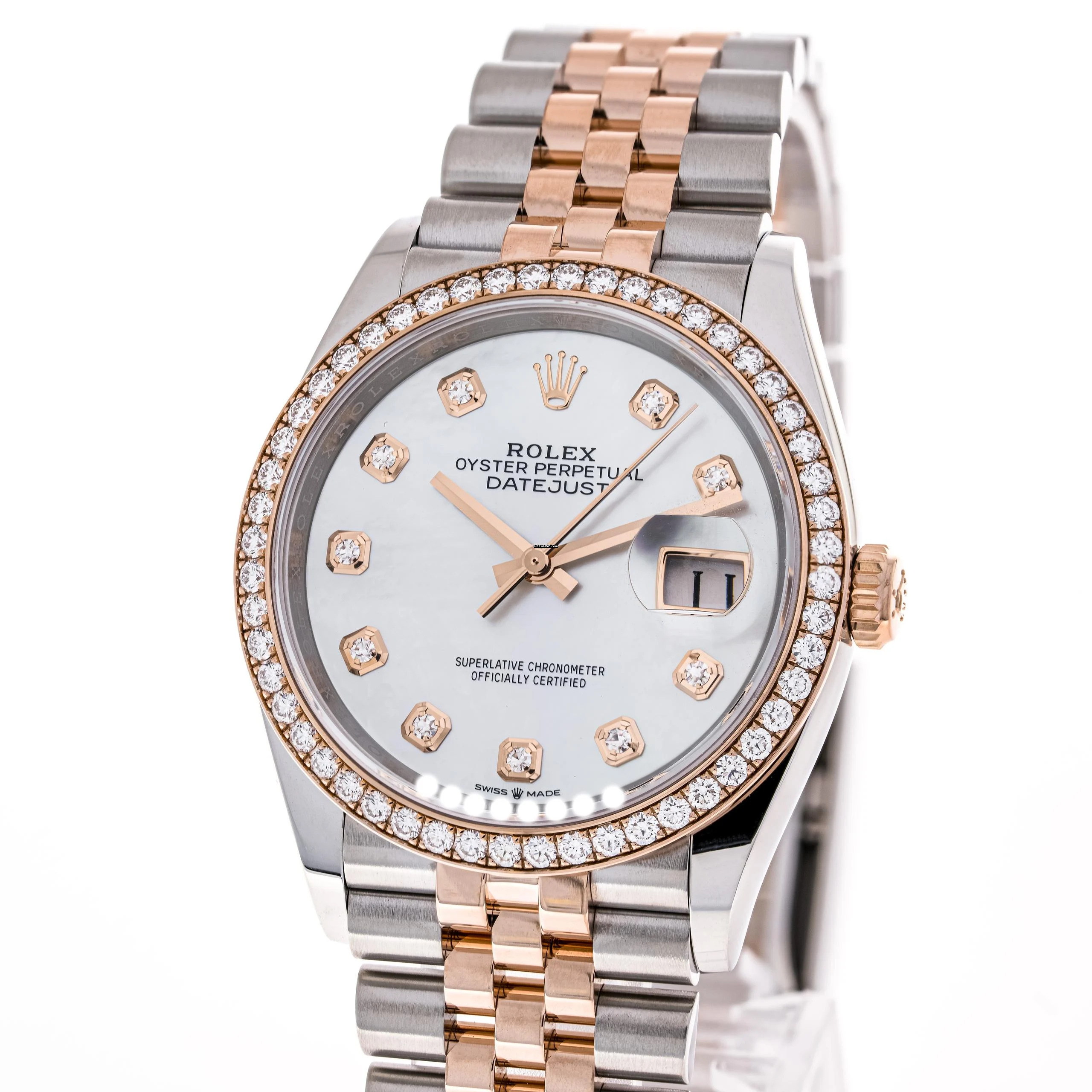 Rolex Datejust 36 Mother of Pearl – Factory Diamonds – 126281RBR – like NEW – 2025 Full Set