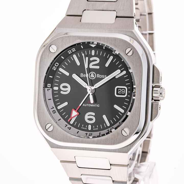  Bell & Ross BR 05 GMT 41 Black – BR05G-BL-ST/SST – like NEW – 12/2022 Full Set 