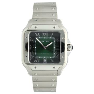  Cartier Santos WSSA0062 Like New 99% Green Roman Dial 